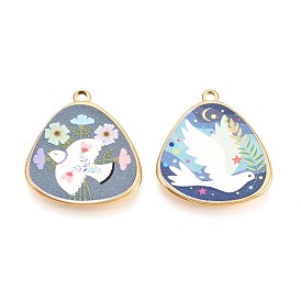 Печатный стиль 304 треугольник из нержавеющей стали с подвесками в виде голубей, ионное покрытие (ip), реальный 18 k позолоченный