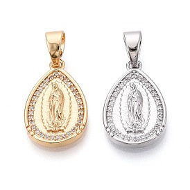 Религиозные латунные подвески с прозрачными кубическими циркониями, слезинка с чарами Девы Марии