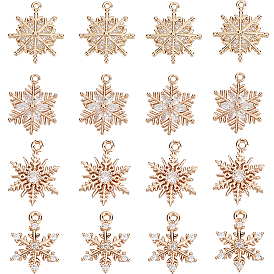 16шт 4 стиль латунный микро паве кубический цирконий шарм, снежинка очарование