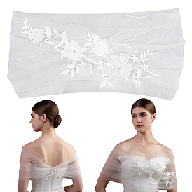 Свадебная шаль из полиэстеровой марли с цветочным узором