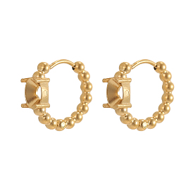 304 Серьги-кольца из нержавеющей стали с бусинами, плоско-круглые, долговечный, ионное покрытие (ip)