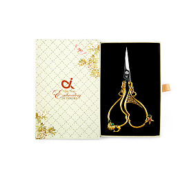 Stainless Steel Scissors, Embroidery Scissors, Sewing Scissors, with Zinc Alloy with Rhinestone Handle, Starfish & Dolphin