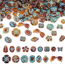 160шт. 16 стили, окрашенные прозрачные акриловые бусины, Имитация янтаря, разнообразные