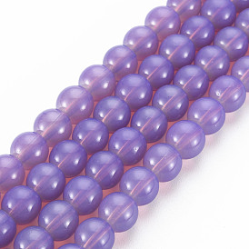 Baking Paint Glass Beads Strands, Imitation Opalite, Round