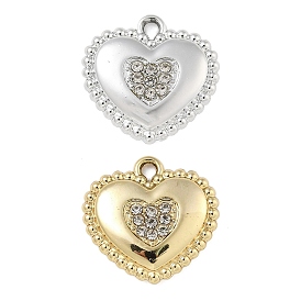 Alloy Rhinestone Pendants, UV Plated, Heart