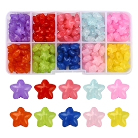 240Pcs 10 Colors Transparent Acrylic Beads, Imitation Jelly, Pentagram