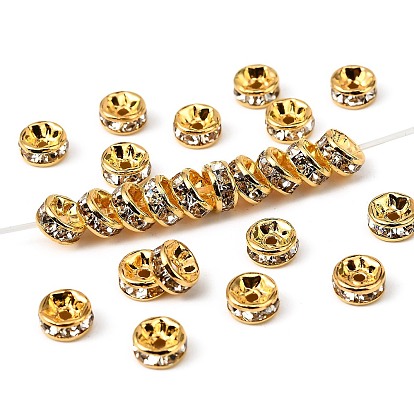 Латунные бусины разделители для поставки стразов, класс AAA, прямой фланец, без никеля , золото , рондель, 6x3 мм, отверстие : 1 мм