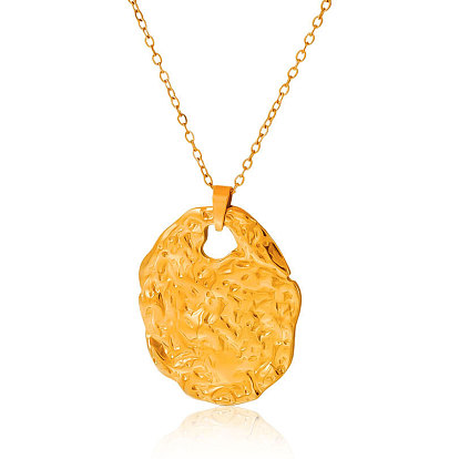 304 Овальные ожерелья с текстурированной нержавеющей сталью для женщин