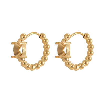 304 Серьги-кольца из нержавеющей стали с бусинами, плоско-круглые, долговечный, ионное покрытие (ip)