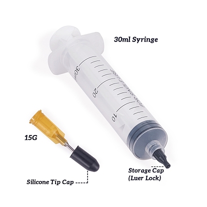 DIY Kit, with Screw Type Hand Push Glue Dispensing Syringe, Plastic Bottles, Bottle Stopper and Fluid Precision Blunt Needle Dispense Tips