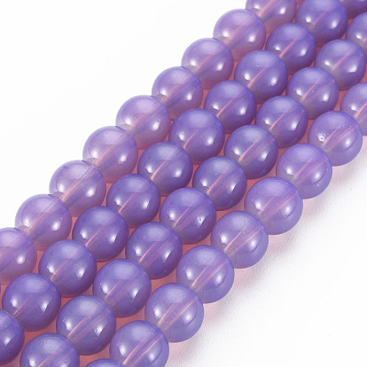 Baking Paint Glass Beads Strands, Imitation Opalite, Round