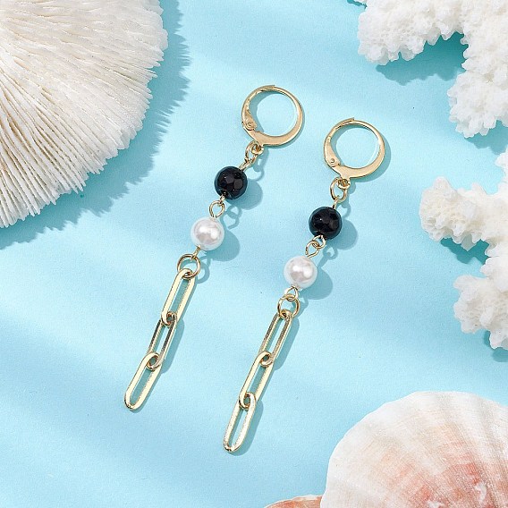 304 серьги-подвески из нержавеющей стали с застежкой-рустиком для женщин, с черным камнем и ракушками преаль серьги