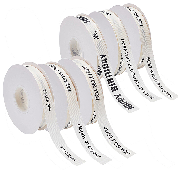 6 рулоны 6 стили полиэфирные ленты, со словом, для упаковки подарков