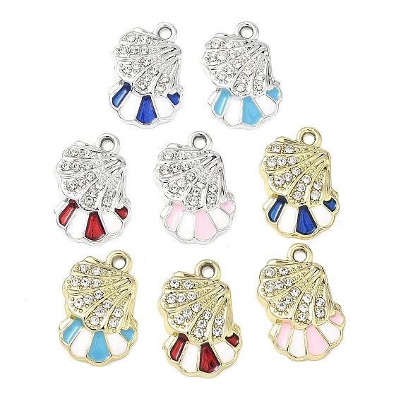 Подвески из сплава и страза, с эмалью, подвески в форме ракушек