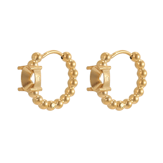 304 Серьги-кольца из нержавеющей стали с бусинами, плоско-круглые, долговечный, ионное покрытие (ip)