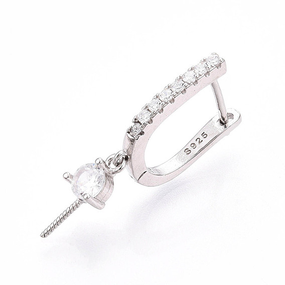 925 серьги-кольца Huggie Hoop из стерлингового серебра с микропаве из прозрачных кубических цирконий для полупросверленных бусин