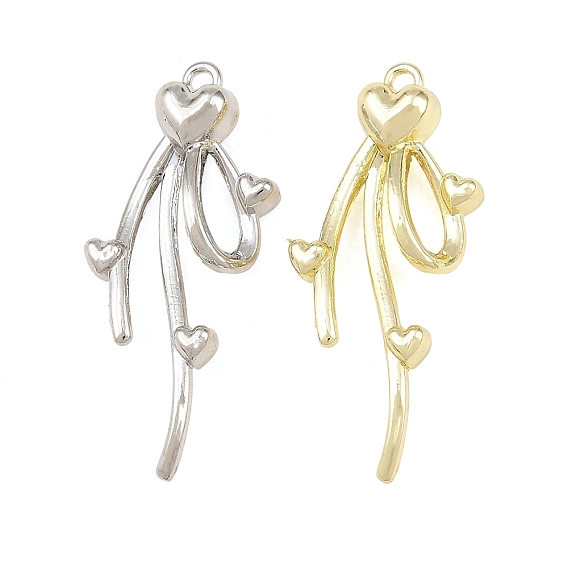 Alloy Pendants, Heart Tassel Charms, Rack Plating, Cadmium Free & Lead Free
