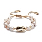 Natural Pearl & Cowrie Shell Braided Bead Bracelet, Vintage Adjustable Bracelet for Women