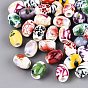 Printed Handmade Porcelain Beads, Famille Rose Porcelain, Barrel with Flower Pattern