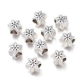 Alloy European Beads, Large Hole Beads, Snowflake Shape