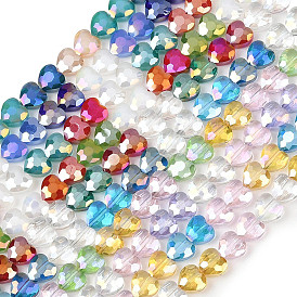 Electroplate Transparent Glass Beads Strands, Heart, Faceted