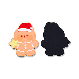 Printed Embossed Opaque Acrylic Cabochons, Christmas Style, Gingerbread Man