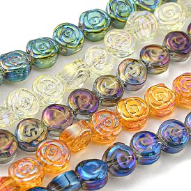 Full Rainbow Plated Electroplate Transparent Glass Beads Strands, Rose