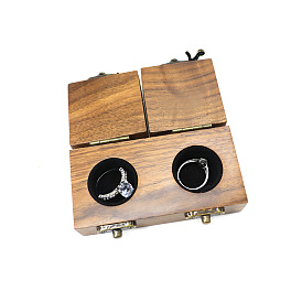 Boîte de rangement pour bagues de couple en bois avec fermoirs à loquet, coffret cadeau pour alliances, rectangle