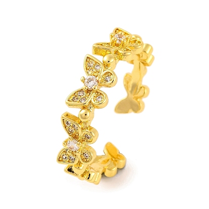 Открытые манжеты из латуни с бабочкой и микро-паве с прозрачным фианитом для женщин