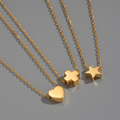 Минималистичные 304 ожерелья из нержавеющей стали с подвеской в виде звезды и сердца в виде креста для женщин, реальный 18 k позолоченный