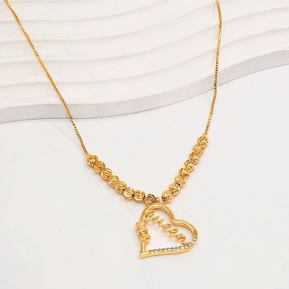Valentine's Day Brass Bowknot Heart Pendant Necklaces for Women