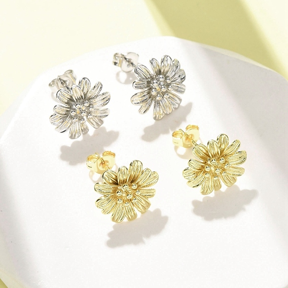 Латунные серьги-гвоздики в виде цветов ко Дню святого Валентина, без кадмия и без свинца, стойки покрытие, долговечный