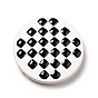 Opaque Acrylic Beads, with Enamel, Flat Round with Tartan Pattern