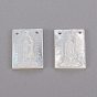 Natural White Shell Mother of Pearl Shell Charms, Rectangle with Virgin Mary