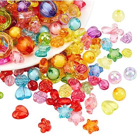 Transparent Acrylic Beads, Mixed Shapes