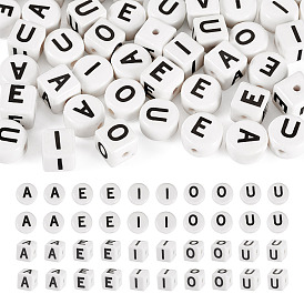 50шт 10 стили фарфоровые бусины ручной работы, куб с письмом