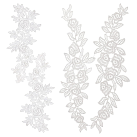2 Sets 2 Style Lace Embroidery Costume Accessories, Applique Patch, Sewing Craft Decoration, Flower
