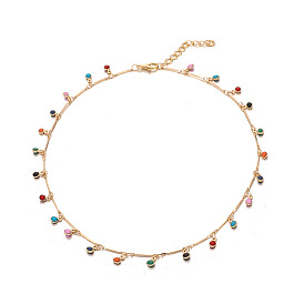 Colorful Stone Chain Necklace with Candy-Colored Small Round Balls for Women