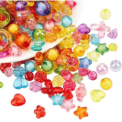 Transparent Acrylic Beads, Mixed Shapes
