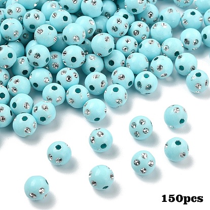 150 непрозрачные акриловые бусины, металла обвитые, круглые