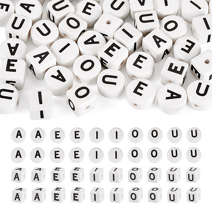 50шт 10 стили фарфоровые бусины ручной работы, куб с письмом