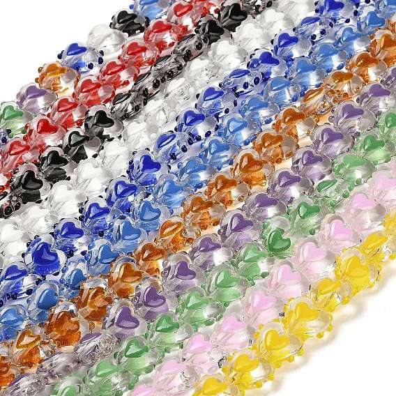 Бусины лэмпворк , с эмалью, сердце