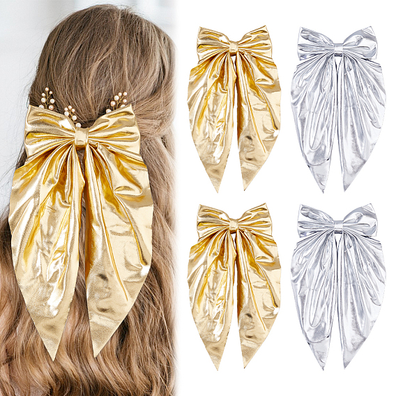 4 шт. 2 цветные тканевые заколки-бантики для волос, аксессуары для волос для женщин