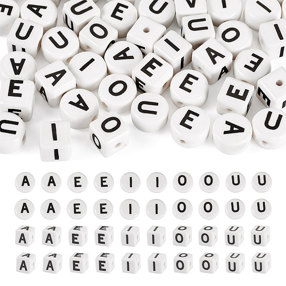 50шт 10 стили фарфоровые бусины ручной работы, куб с письмом