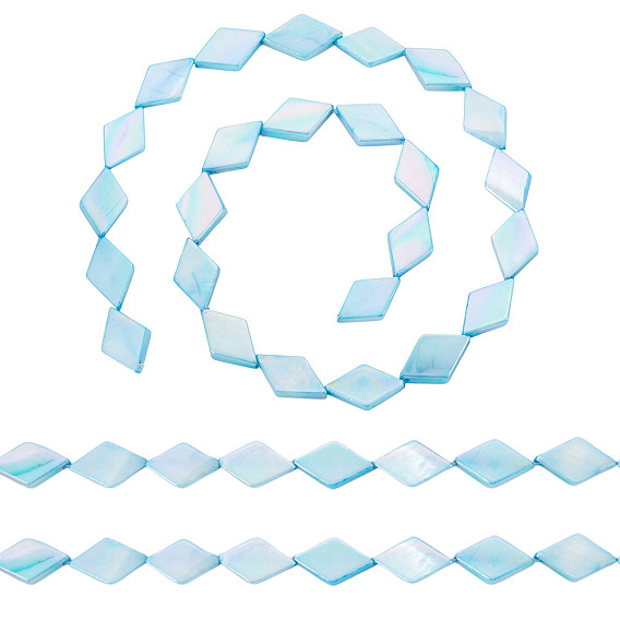 1 нити из натуральных пресноводных ракушек, окрашенных в массе, ромб