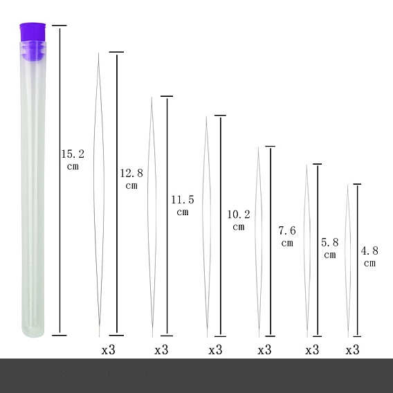 Железные складные иглы для больших глаз, с пластиковой трубкой для хранения игл