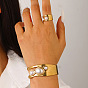 304 Браслеты и кольца из нержавеющей стали, овальные, золотые