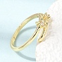 Brass Micro Pave Cubic Zirconia Cuff Open Rings for Women, Rack Plating, Long-Lasting Plated, Cadmium Free & Lead Free, Real 18K Gold Plated
