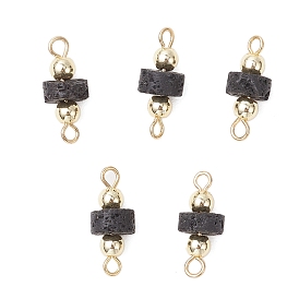 Подвески-фигурки из натурального лавового камня в форме диска и гальванизированного немагнитного синтетического гематита с круглыми бусинами, с 304 двойными петлями из нержавеющей стали, золотые