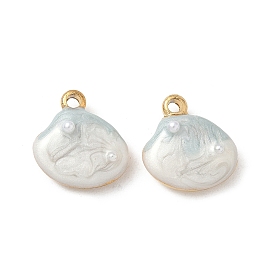 304 из нержавеющей стали шармы эмали, с абс пластмассовой имитационной жемчужиной, ионное покрытие (ip), шарм из ракушек